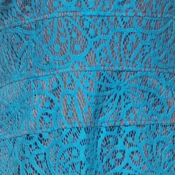 Teal turquoise mykonos lace v-neck sleeveless - Picture 5 of 9